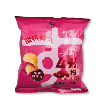 Suppamucho Japanese Plum Flavor 28g｜酸叭姆久平切洋芋片-清爽梅子口味 28克